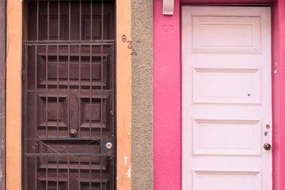 Close-up of closed door of house