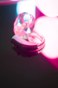 Close-up of light painting on table