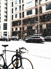 Cars parked in front of building