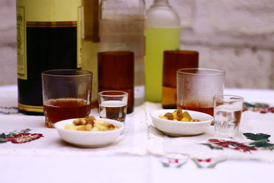 Close-up of breakfast served on table