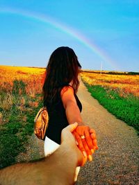 Scenic view of field against clear sky