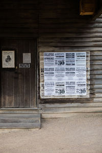 Information sign on wall of building