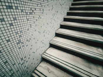 High angle view of staircase in building