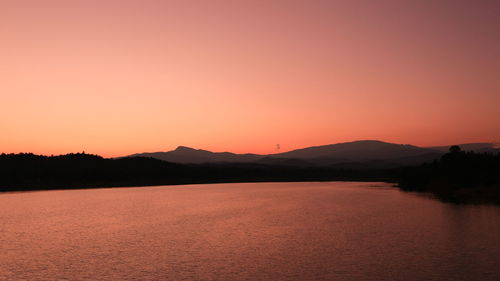 Scenic view of sea against clear sky during sunset