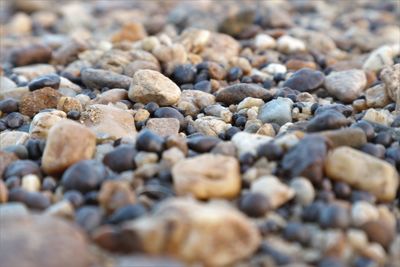 High angle view of stones at beach