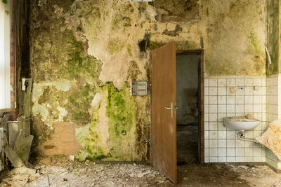 Closed door of house