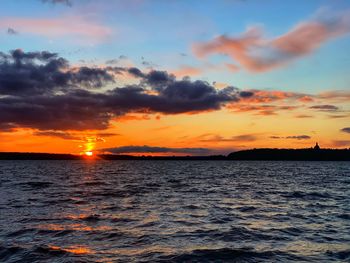 Scenic view of sea against sky during sunset