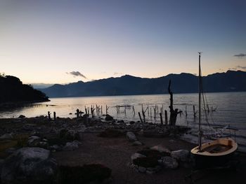 Scenic view of sea against clear sky