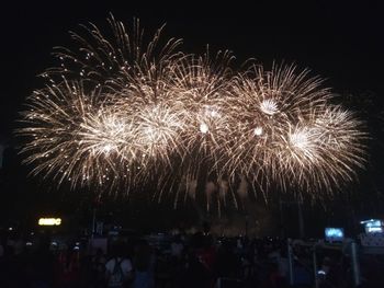 Firework display at night