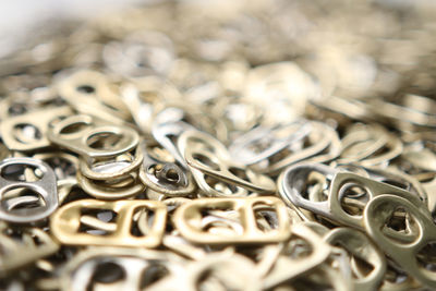 High angle view of wedding rings on table