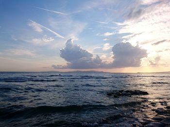 Scenic view of sea at sunset