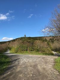 Scenic view of landscape against blue sky