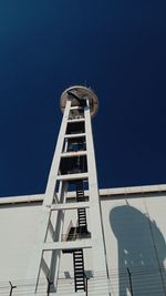 Low angle view of building against clear blue sky