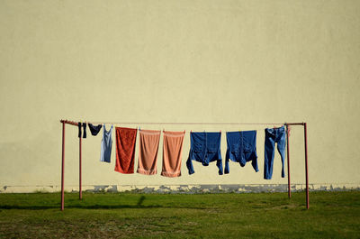 Clothes drying on clothesline