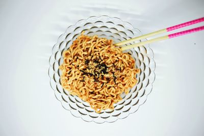 High angle view of breakfast on table