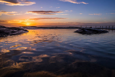 Scenic view of sea against sky during sunset