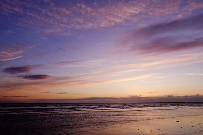 Scenic view of sea at sunset