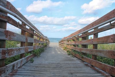 View of wooden footpath on beach