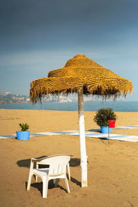 Scenic view of beach against sky