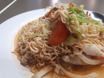 High angle view of meal served in plate