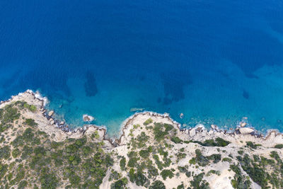 High angle view of island and sea
