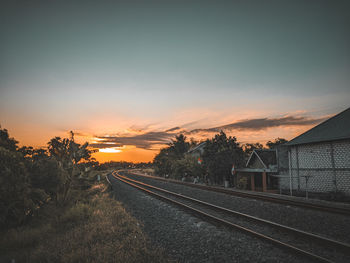 Railroad track at sunset