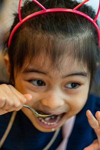 Close-up portrait of smiling boy