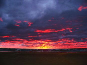 Scenic view of sea against cloudy sky