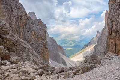 Panoramic view of mountains against sky