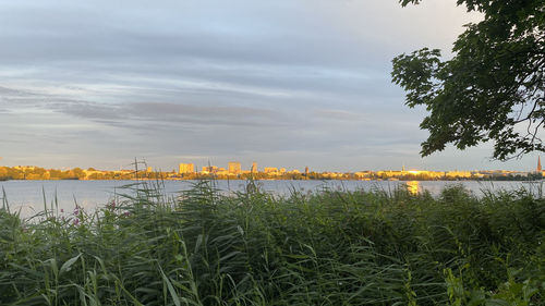 Scenic view of lake against sky