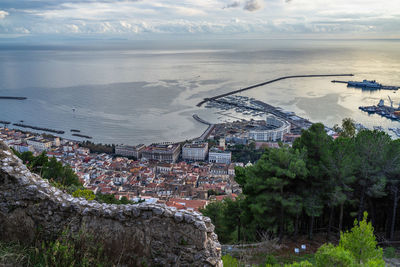Arechi castle located on a hill over salerno offers a view of the city and of the gulf of salerno