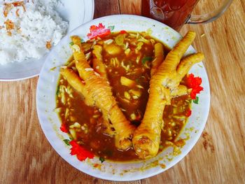 Close-up of food served in plate