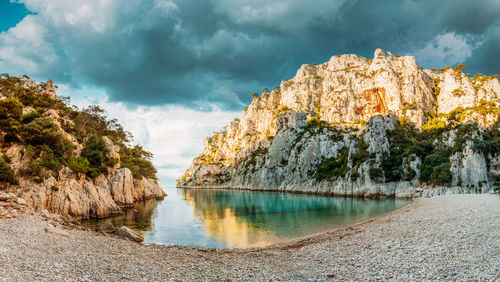 Scenic view of lake against sky