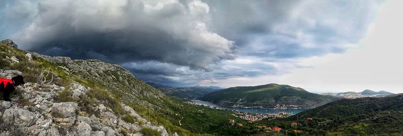 Panoramic view of mountains against sky