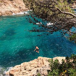 Scenic view of sea against blue sky