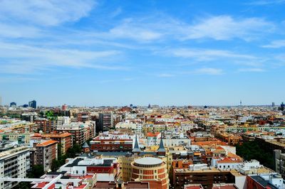 High angle view of cityscape against sky