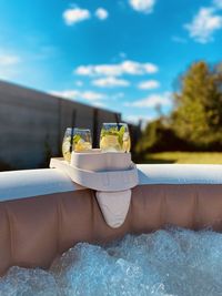 Close-up of ice cream in swimming pool