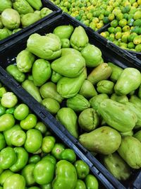 High angle view of fruits for sale in market