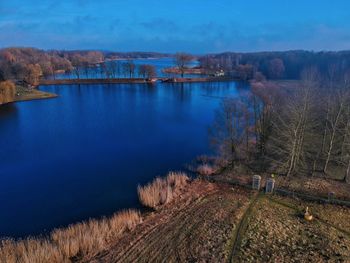 High angle view of lake against sky