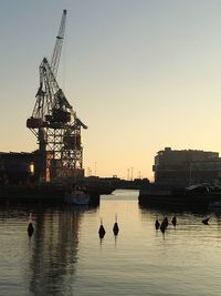 Commercial dock at sunset