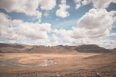 View of landscape against cloudy sky