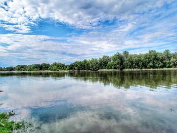 Scenic view of lake against sky