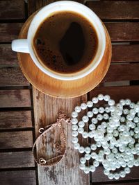 High angle view of coffee on table