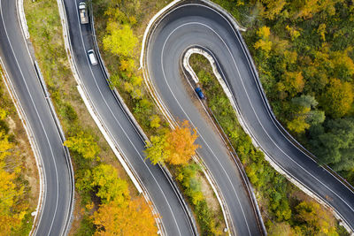 High angle view of highway by street in city