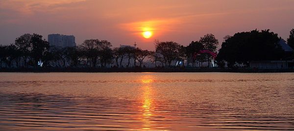 Scenic view of sunset over sea