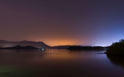 Scenic view of calm lake at sunset