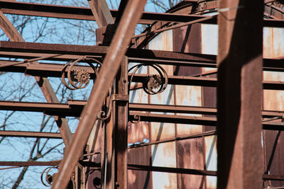 Low angle view of bicycle wheel