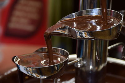 Close-up of chocolate fountain
