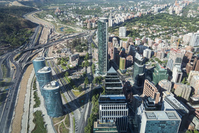 High angle view of buildings in city