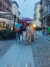 Woman walking on city street